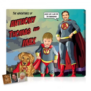 Superhero With Boy And Pet